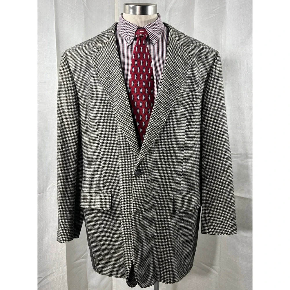 Vtg Brooks Brothers Mens 100% Camelhair Houndstooth Blazer USA Gorp *Read
